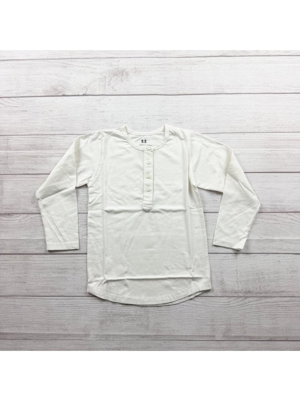 Holley + Sage Kids Organic Cotton White Long Sleeve Henley Shirt NIP 6